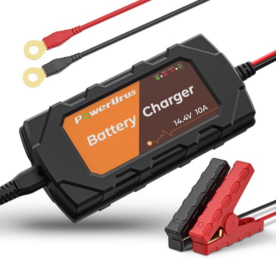 Acculader - Druppellader - Voertuig Accu Onderhoud - Activeert Lege Accu - 12 Volt 10 Ampere - Zwart