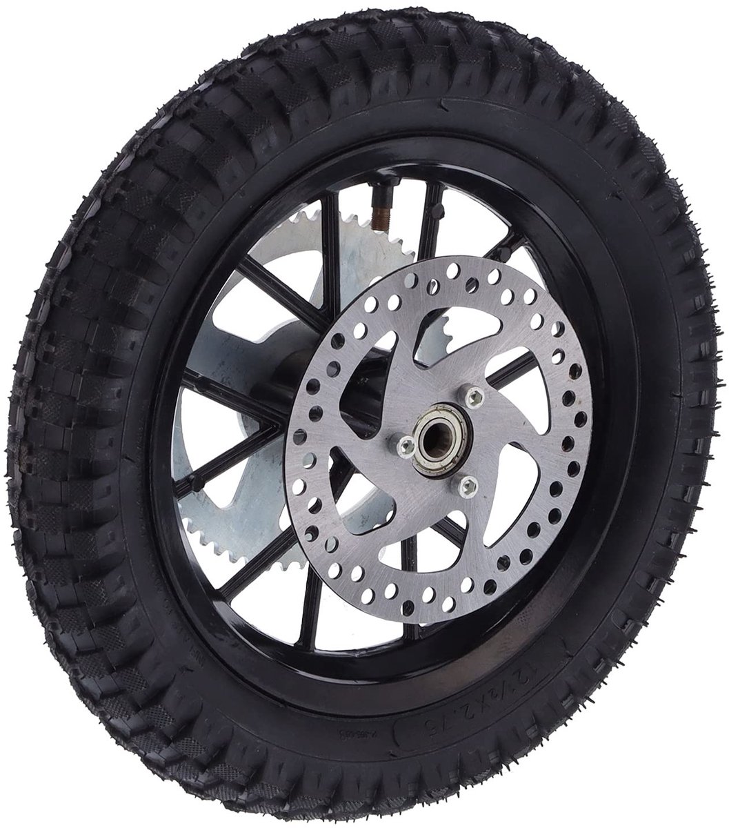 Dailygoods- Achterwiel 12,5 x 2,75 Inch - Rubber/Metaal - Vervang Achterwielband - Velgbinnenband - Geschikt voor Coolster 49cc - Montage-instructies inbegrepen - Crossmotorwiel