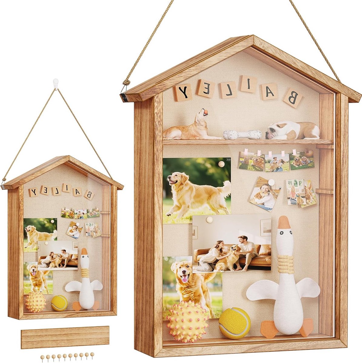 Grote Schaduwdoos voor Herinneringen, 11x14 cm, Rustieke Display Box voor Foto's, Bloemen en Schelpen, Perfect voor Huisdecoratie en Herinneringsstukken