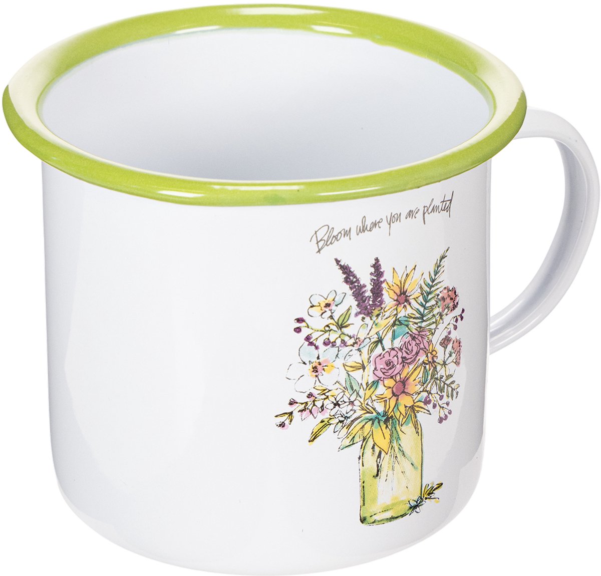 Decoratieve beker plantenpot geëmailleerd Ø11,5cm H10cm