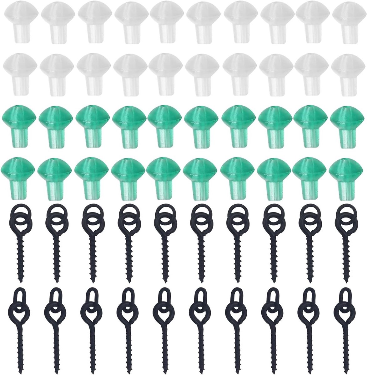 Set van 20 schroefhaken voor boilies met 40 haakstoppers, ideaal voor karpervissen en chod rigs, hoge sterkte en duurzaamheid