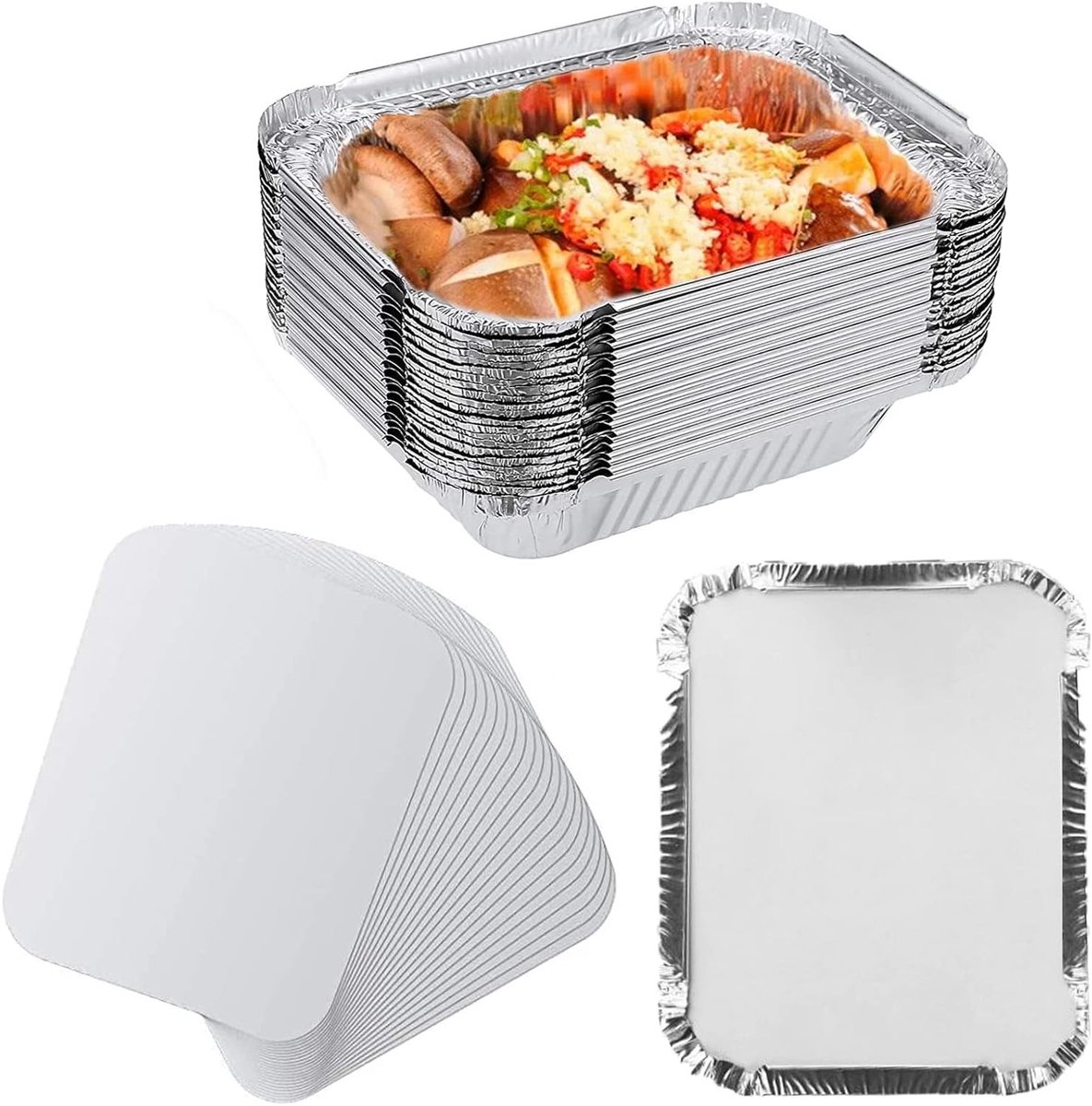 25x Aluminium Ovenschalen met Deksel 900ml - Herbruikbare Grill- en Druipbakken