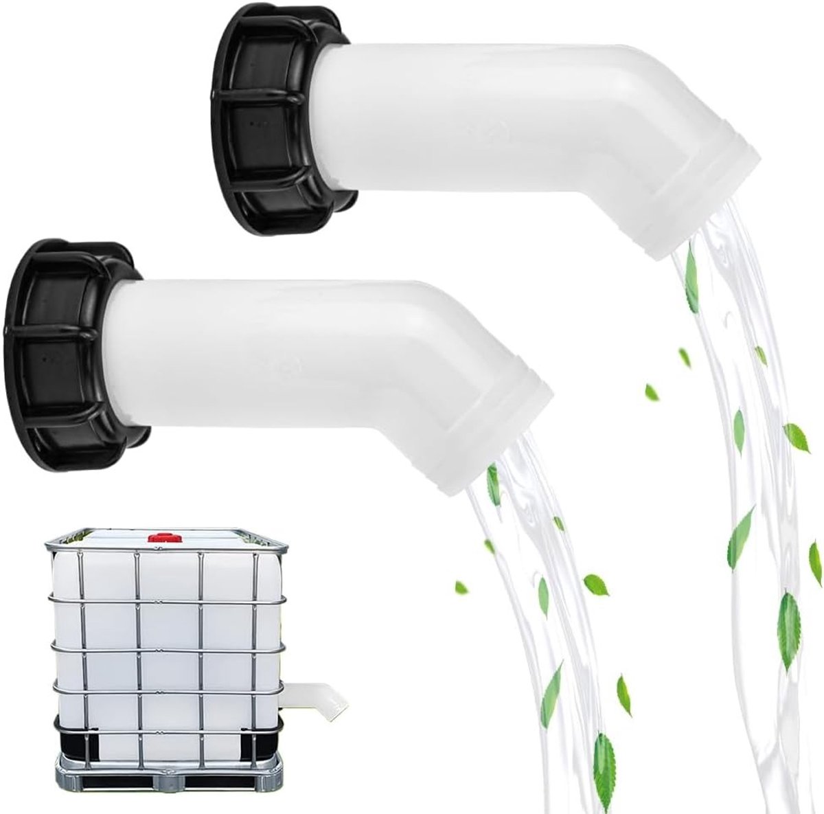 Set van 2 IBC afvoeren met adapters voor 1000L tanks - IBC spouts en accessoires voor wateropslag