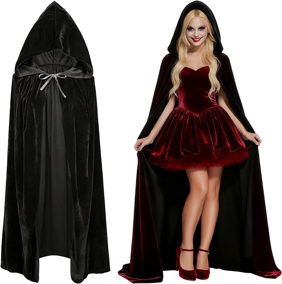 Unisex Halloween Cape met Kap voor Volwassenen - Lange Cosplay Kostuum voor Feesten en Carnaval