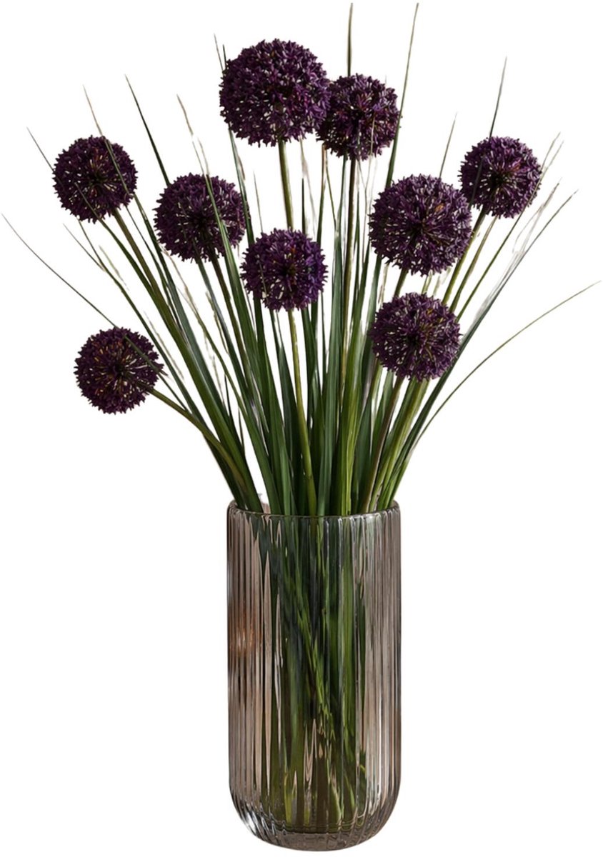 Mica Decorations Kunstbloemen - 8x - Allium bol bloem - sierui - paars - 80 cm - steelbloemen