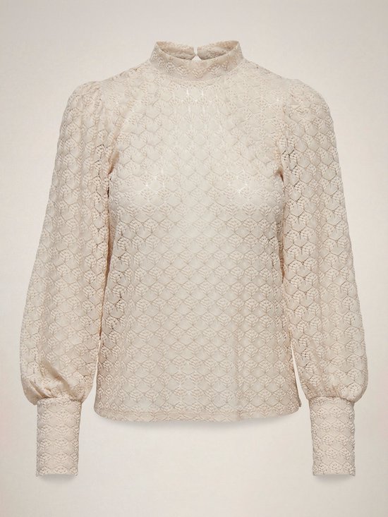 WOWENY kanten blouse voor dames met lange mouwen, elegant, blouse met staande kraag, puntkraag, casual blouseshirt, doorschijnend shirt, zwart, XL