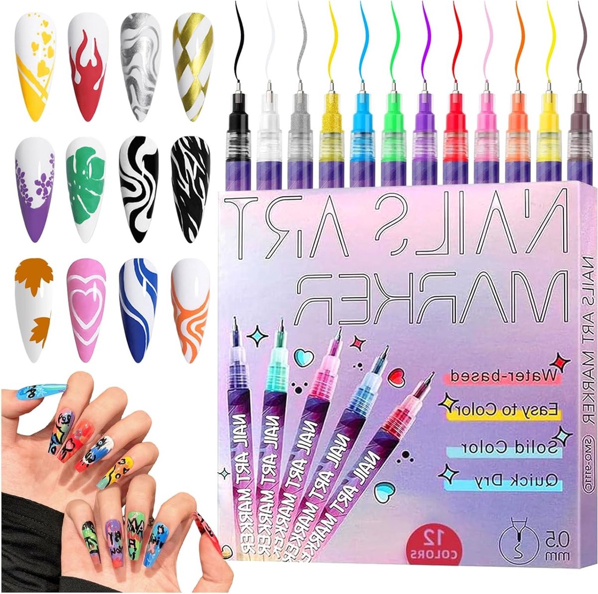 Kleurige nagelpen voor creatieve nail art, perfecte tool voor nail design en manicure