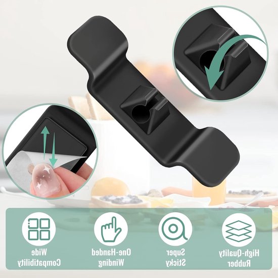 6 Kabelorganizers voor Keukenapparatuur, Zelfklevende Kabelhouders, Kabelwinder voor Koffiezetter, Mixer en Juicer, Ruim je Kabels Op en Vermijd Rommel van Merkloos — afbeelding 4