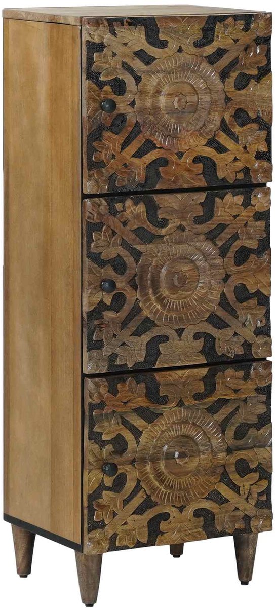 vidaXL - Hoge - Kast - met - plank - Bruin - 40 - x - 33,5 - x - 110 - cm - Massief - Mango - Hout