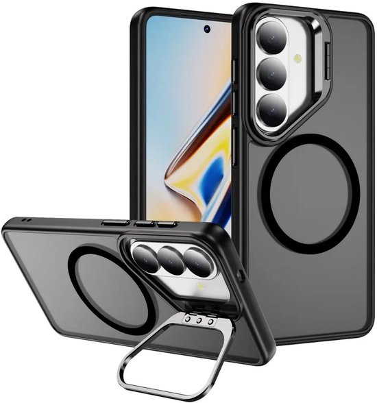 Hoesje Geschikt voor Samsung Galaxy S26 - Compatibel met MagSafe & Qi2 - Back Cover met Standaard - Camera Kickstand - Zwart