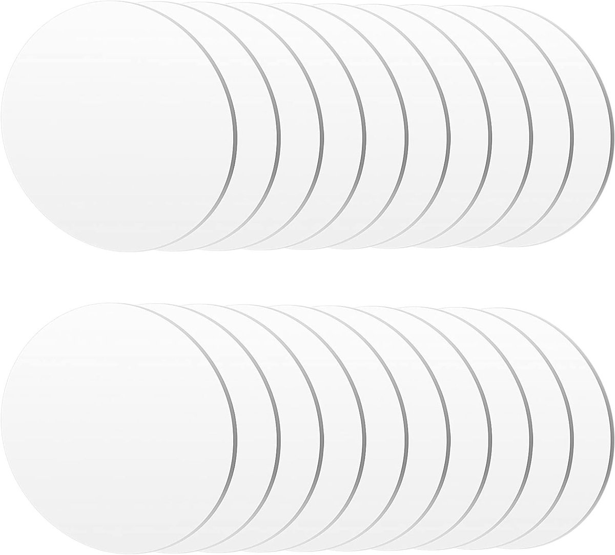 acrylplaten, 20 stuks, 15 cm, 2 mm, ronde acrylplaat, transparante acrylplaten, acrylglas, ronde acrylschijf, onbewerkte acryl platen voor doe-het-zelf knutselproject, borden,