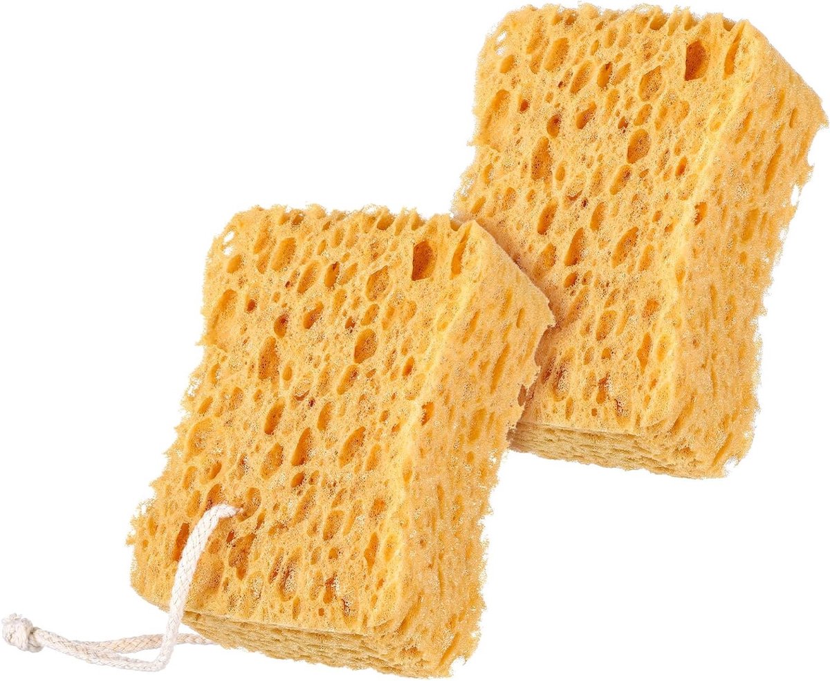Luxe Bad Sponsen Set van 2, Grote Natuurlijke Exfoliërende Douche Sponsen voor Gevoelige Huid, Ideaal voor Mannen en Vrouwen, Ultra Zacht en Schuimend