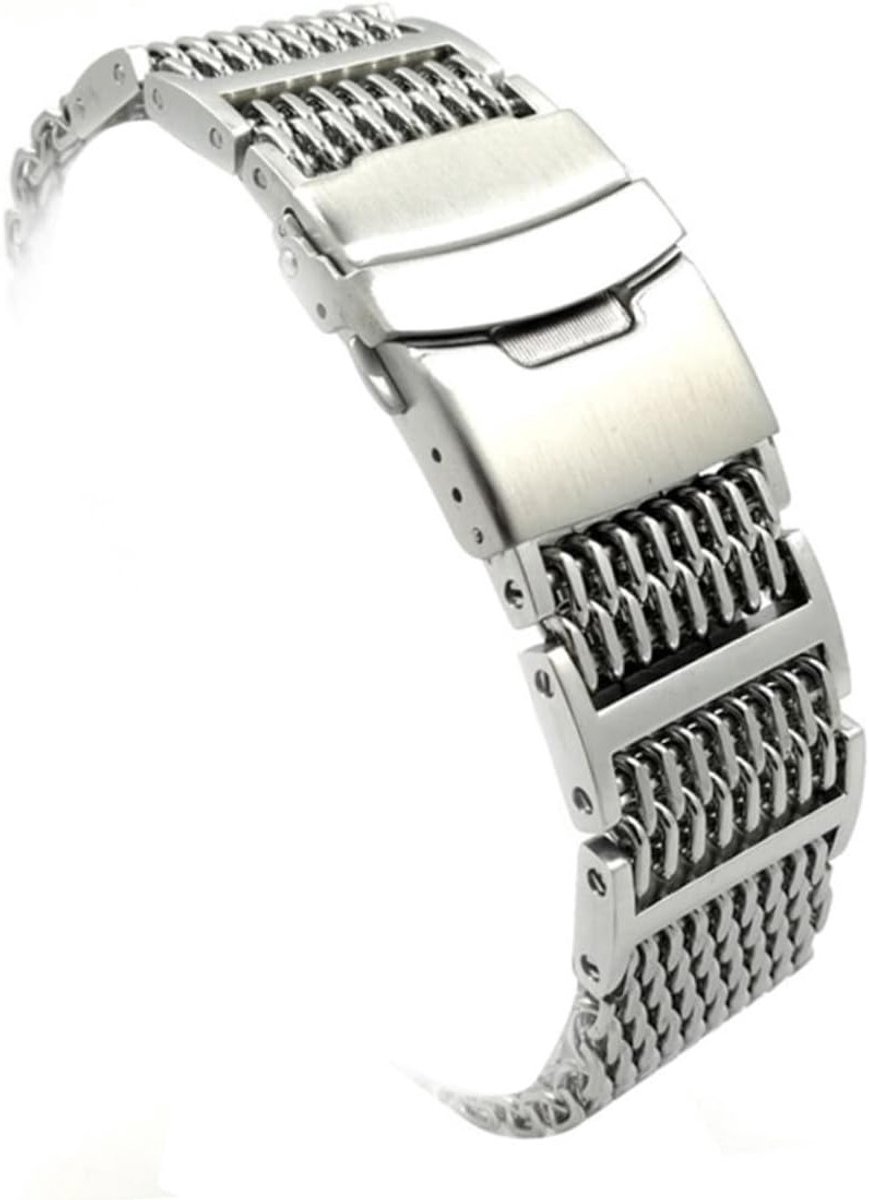 RVS Haai Mesh Horlogeband, hoogwaardig en duurzaam, elegante vervanging voor horloges, geschikt voor mannen en vrouwen, perfect voor dagelijks gebruik en stijlvol accessoire