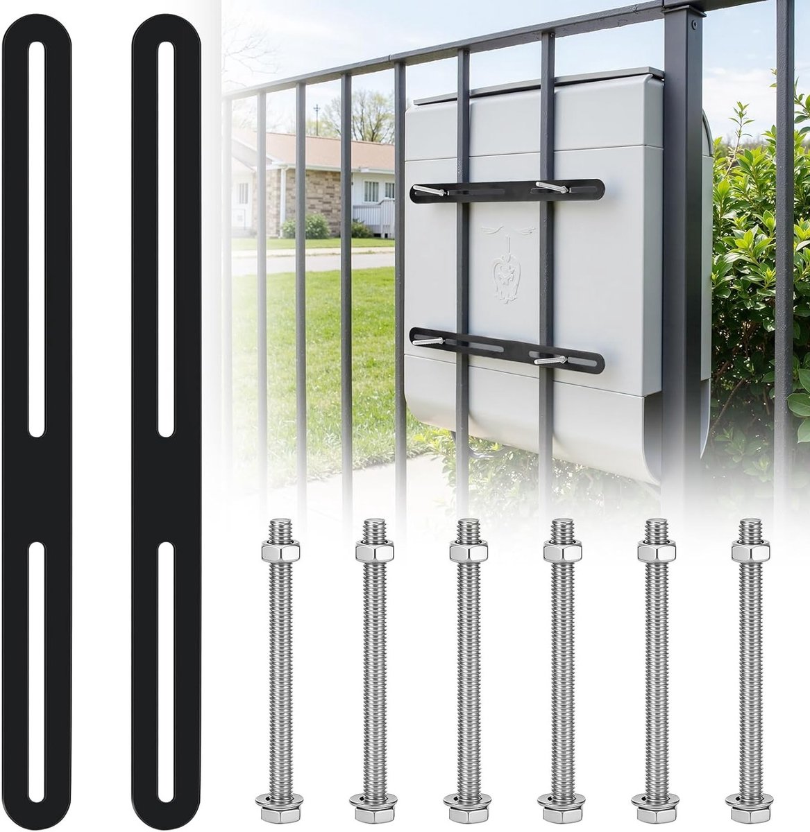 2-delige roestvrijstalen montage set voor brievenbus aan hek - inclusief schroeven | vlakke connector met lange gaten, ideaal voor meubels en tuinaccessoires
