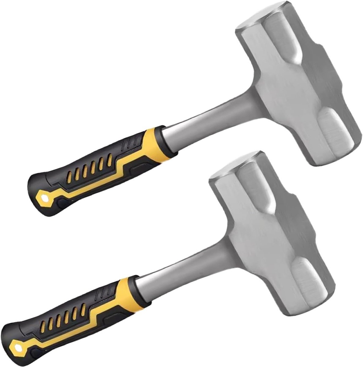Set van 2 zware sledge hammers van 2000g met rubberen handvat voor sloopwerk, camping en betonbreken