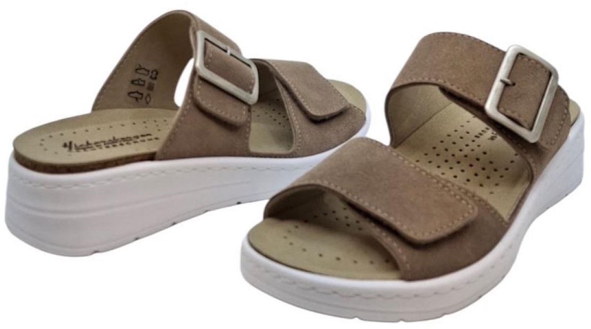 Hickersberger Taupe Velour Napoli Slipper | Comfortabele Damesslipper