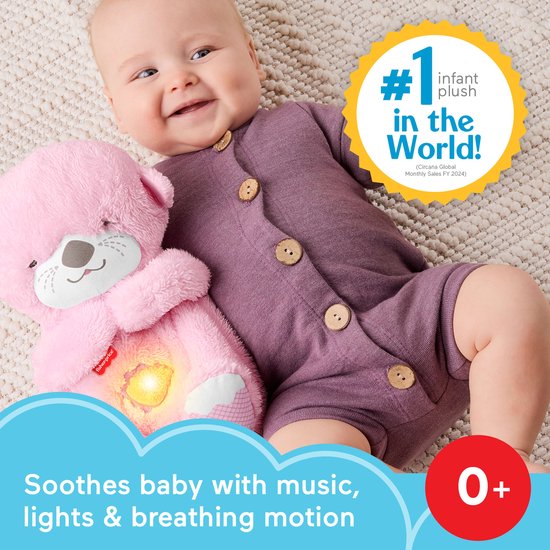Fisher-Price Bedtijd Otter - Roze pluchen babyspeelgoed — afbeelding 2