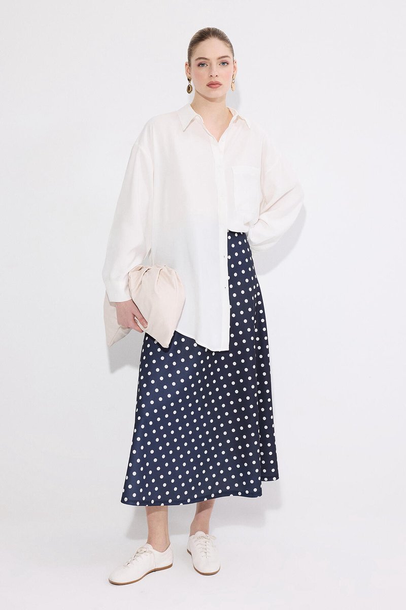 Touché Privé - Polkadot rok met elastische taille - Marine - Dames