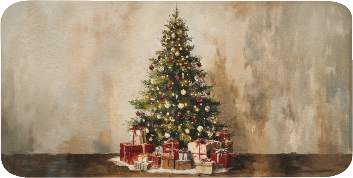 Badmat 120x60 cm - Antislip - Kerstboom - Versierd - Kleurrijk - Badmatten voor badkamer - Badkamermat - Douchemat - Badkamer mat