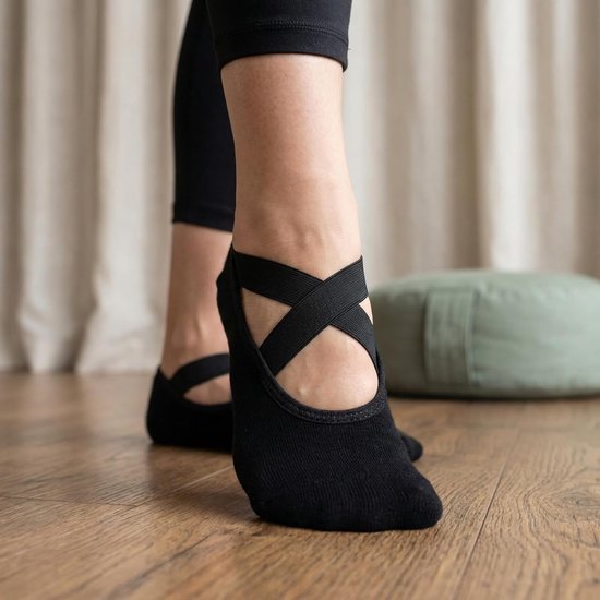 Yoga Sokken voor Dames - Antislip Pilates Sokken met Kruisband voor Yoga, Ballet en Fitness - Stopper Sokken in Zwart, One Size, Perfect voor Thuis en Sportschool — afbeelding 5