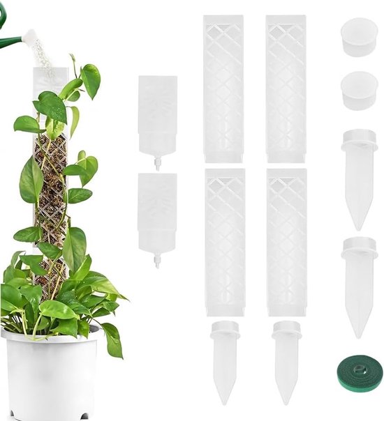 Moss Pole voor Klimplanten - Zelfwaterende Mosstang met Bodemvoeder, Plantbanden en Ondersteuning voor Monstera en Andere Klimplanten in de Tuin