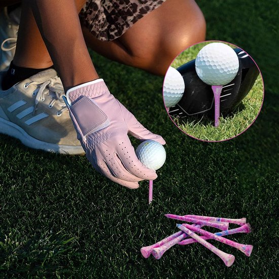 Set van 8 Geverfde Golf Tees van Bamboe 83mm in Roze-Paars, Duurzaam Golfaccessoire voor Vrouwen, Ideaal voor Training en Wedstrijden — afbeelding 4