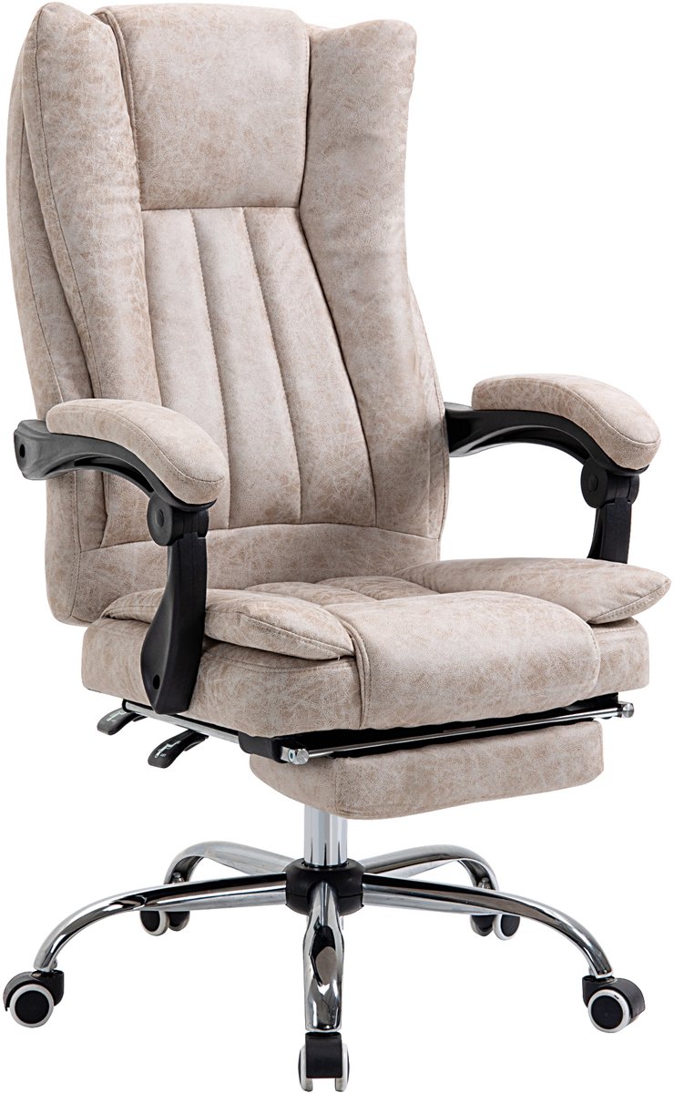 Vinsetto Draaistoel computerstoel hoogteverstelling zitting modern microvezel zwart + beige 921-420