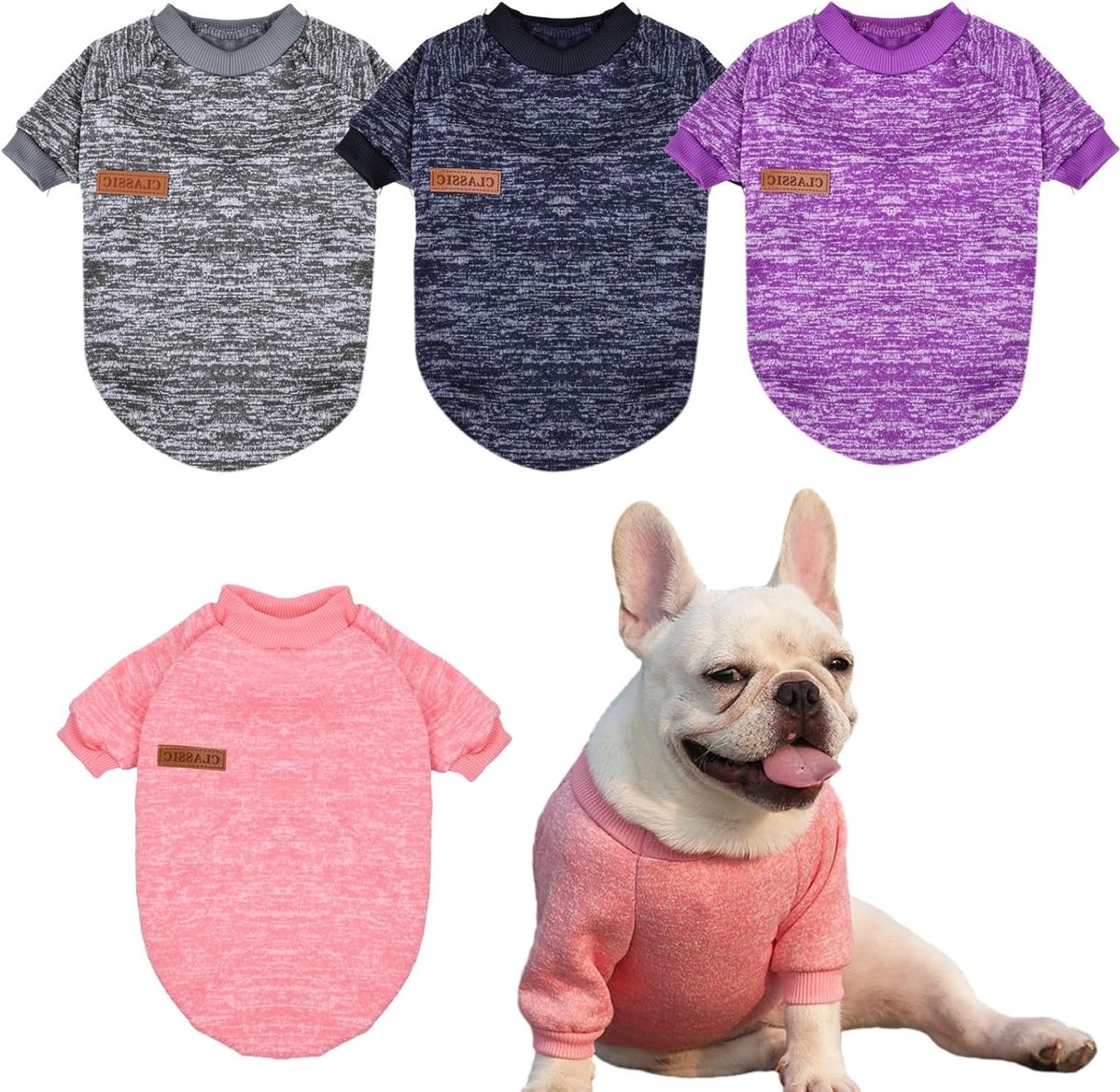Winterse Hondentrui Set van 4 Stuks, Gebreide Sweaters voor Kleine en Middelgrote Honden, Warm en Licht met Zachte Textuur en Elastische Pasvorm