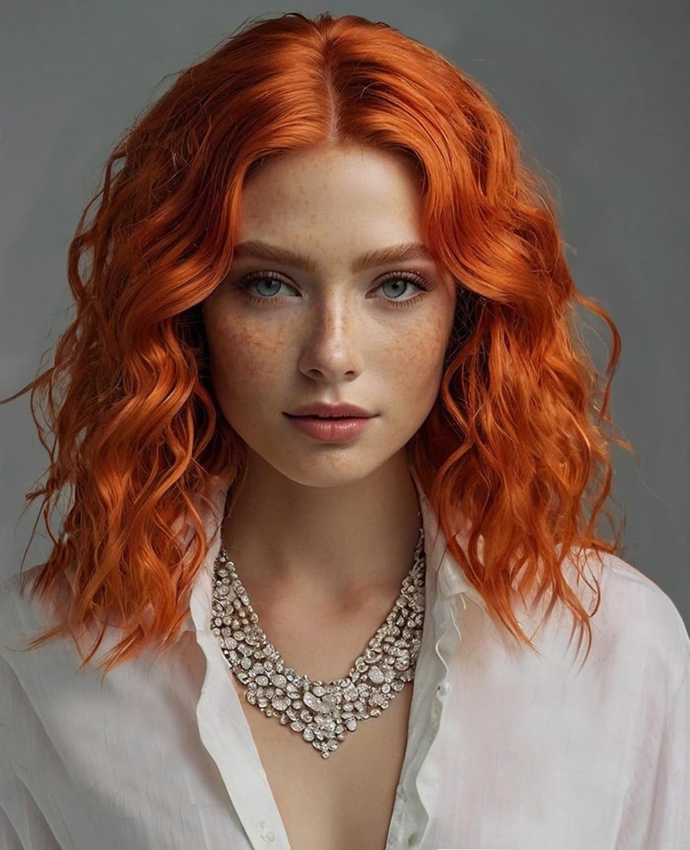 Korte Oranje Bob Peruk met Golvende Krullen voor Vrouwen - Natuurlijke Synthetische Haarwig voor Feest en Kostuum