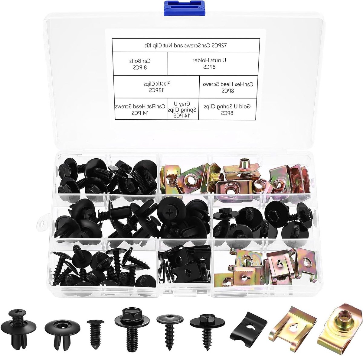 Complete Set van U-vormige Body Schroeven en Montageclips voor Auto's, Onderplaat, Spatbord en Deurbekleding