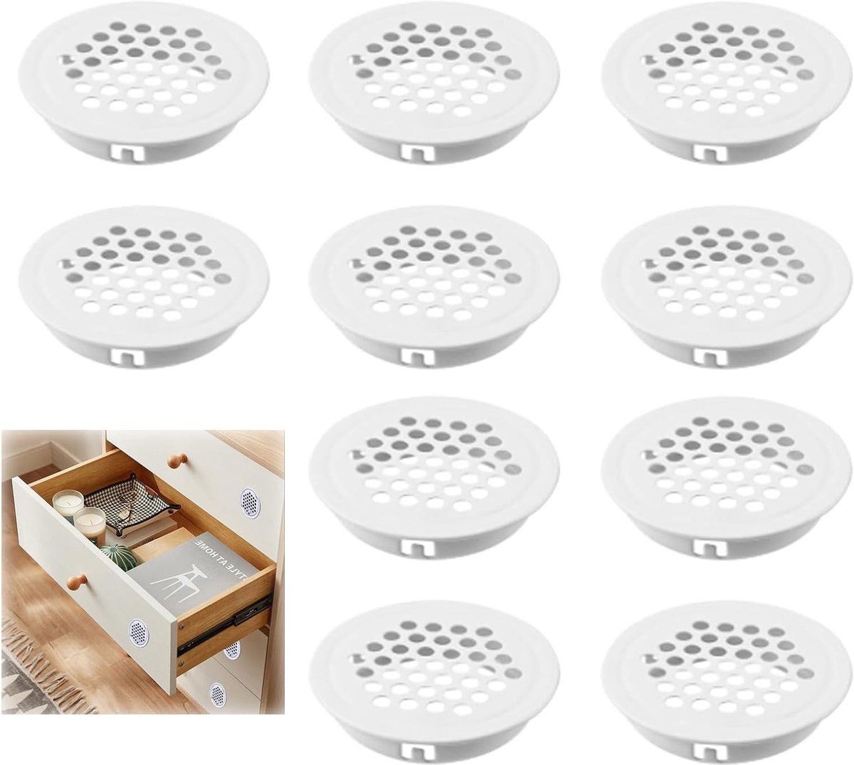 Ronde ventilatierooster van roestvrij staal voor kasten, keukens en campers - ideaal voor 