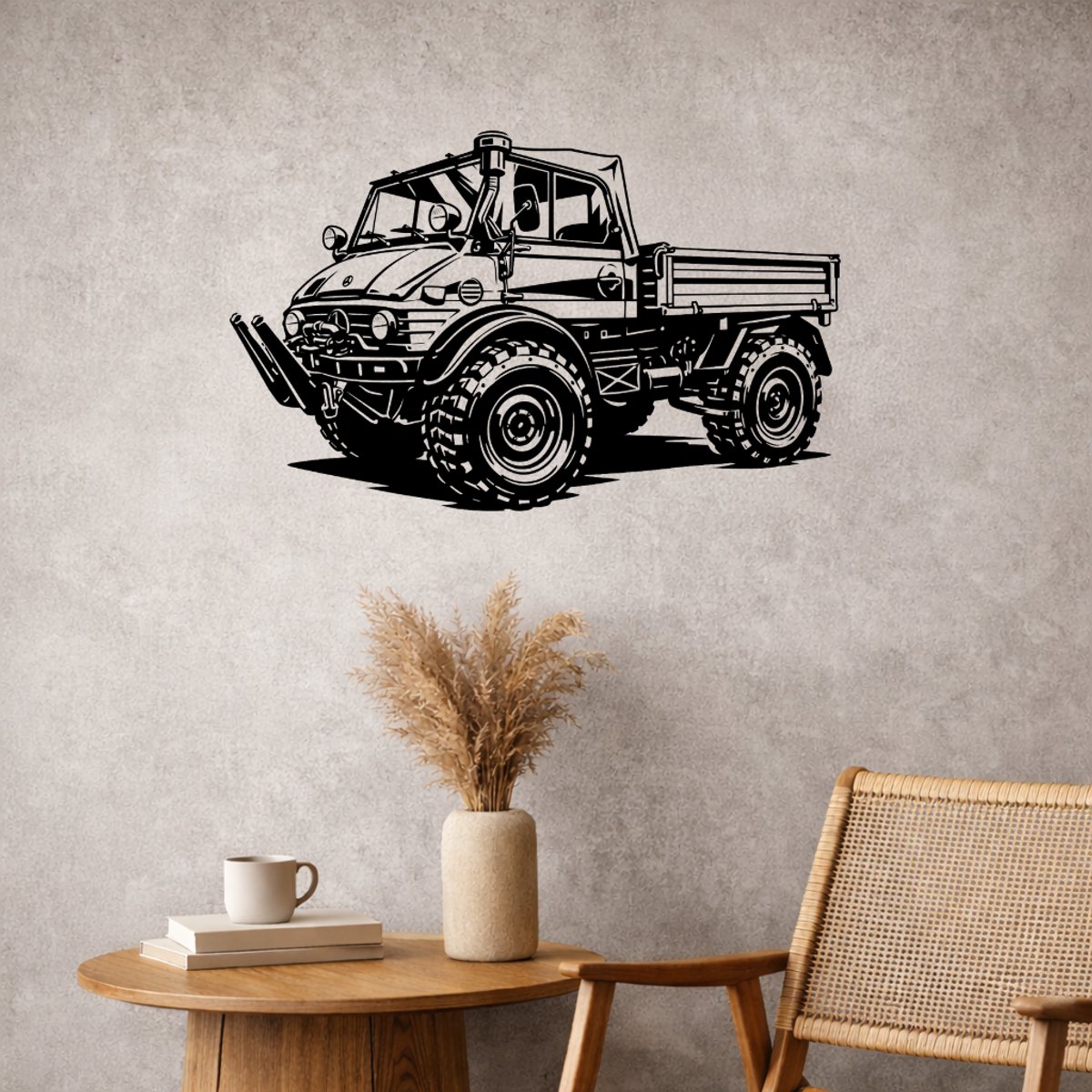 Unimog Wanddecoratie Hout – Truck Wanddecoratie – Cadeau voor Vrachtwagenliefhebber – Garage of Mancave Decoratie – 35 cm – BR2Laser