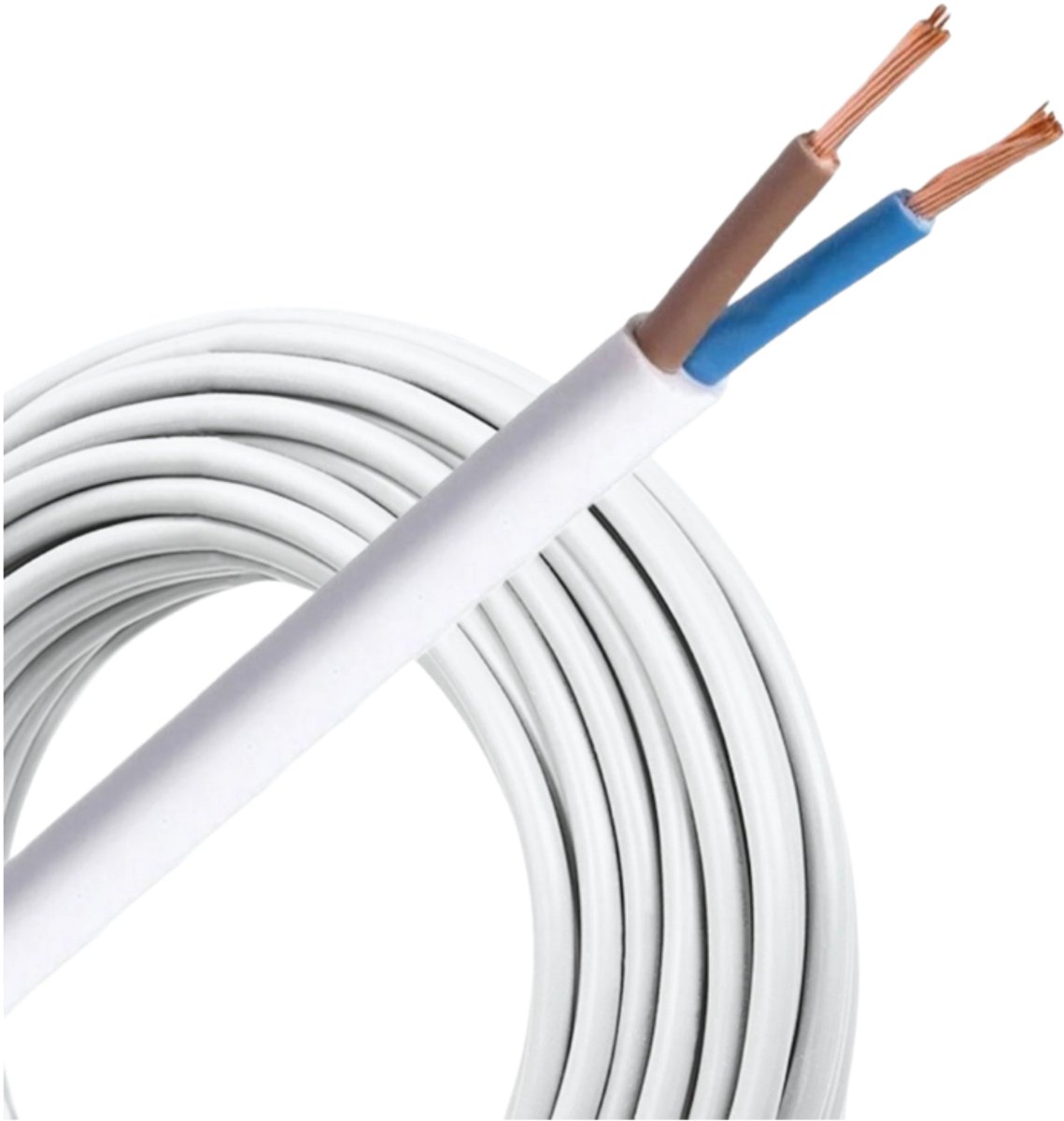 Helukabel VTMB (H05VV-F) kabel 2x1.5mm2 wit per rol 100 meter