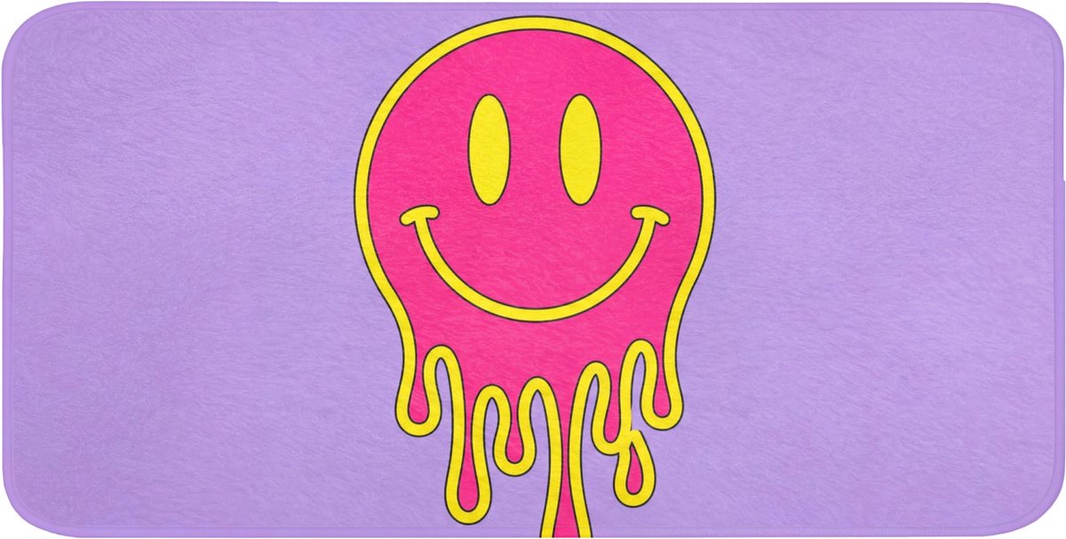 Badmat 120x60 cm - Antislip - Smiley - Drip - Neon - Badmatten voor badkamer - Badkamermat - Douchemat - Badkamer mat