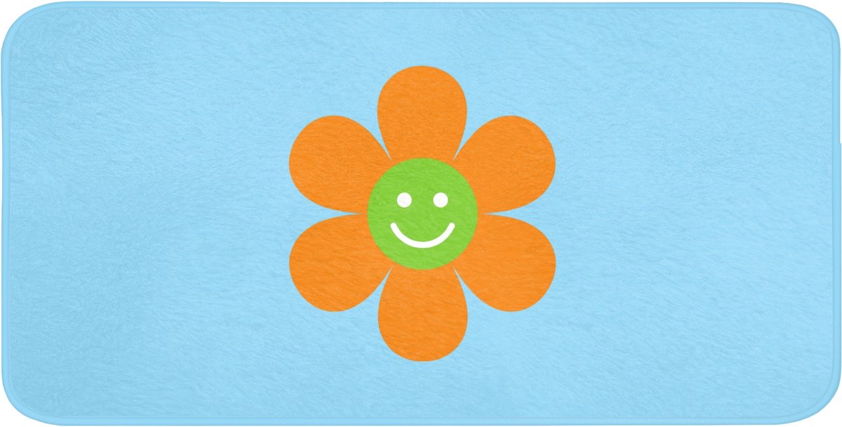 Badmat 120x60 cm - Antislip - Bloem - Smiley - Kleurrijk - Badmatten voor badkamer - Badkamermat - Douchemat - Badkamer mat