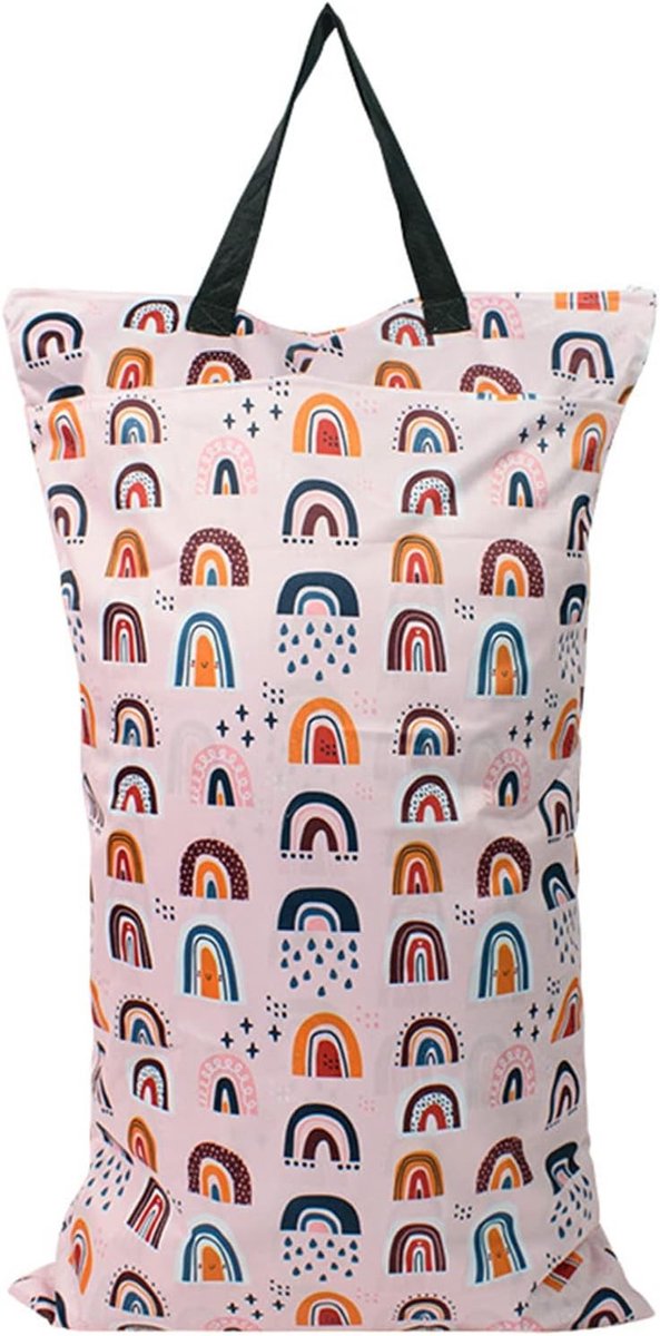 Waterdichte Tas met Dubbele Rits, Herbruikbare en Wasbare Wet Dry Bag voor Luiers, Fitness en Strand, 40x70cm, Roze