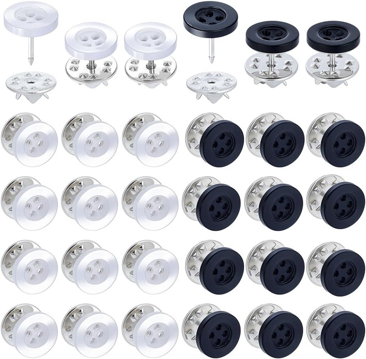 40 Stuks 4-Gat Geen Naai Shirt Knopen, 12.5x11.5mm Herbruikbaar en Verwijderbaar voor Kleding, Ideaal voor DIY Projecten, Blouses en Sweaters