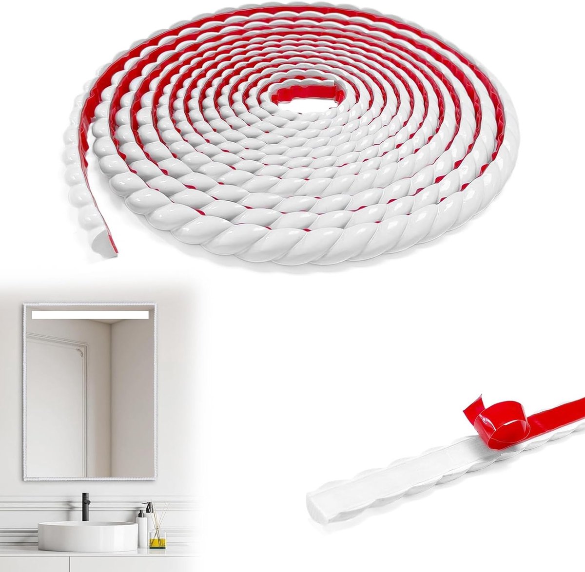 Flexibele Decoratieve Moulding Zelfklevend 10 mm x 3 m PVC Behang voor Meubel, Spiegel en Wanddecoratie in Wit