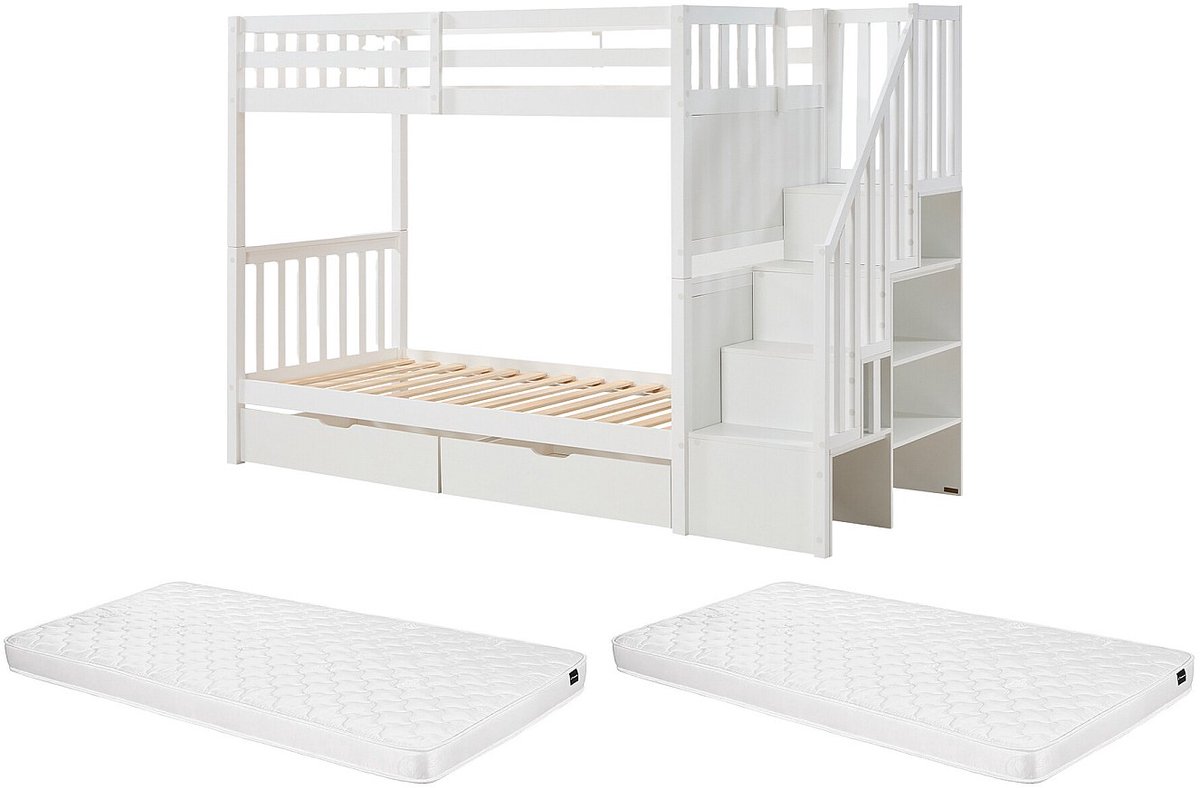 Vente-unique Stapelbed hout wit 90 x 190 cm