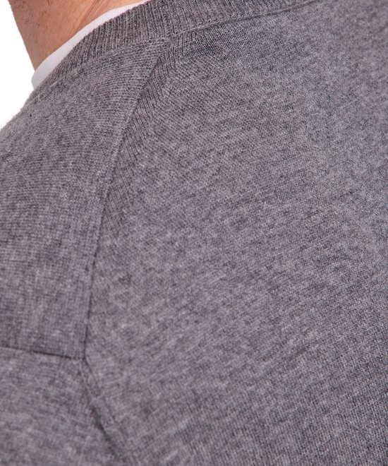 FALKE Basic Cotton Crew Neck elegante klassieker katoen trui heren grijs - maat L