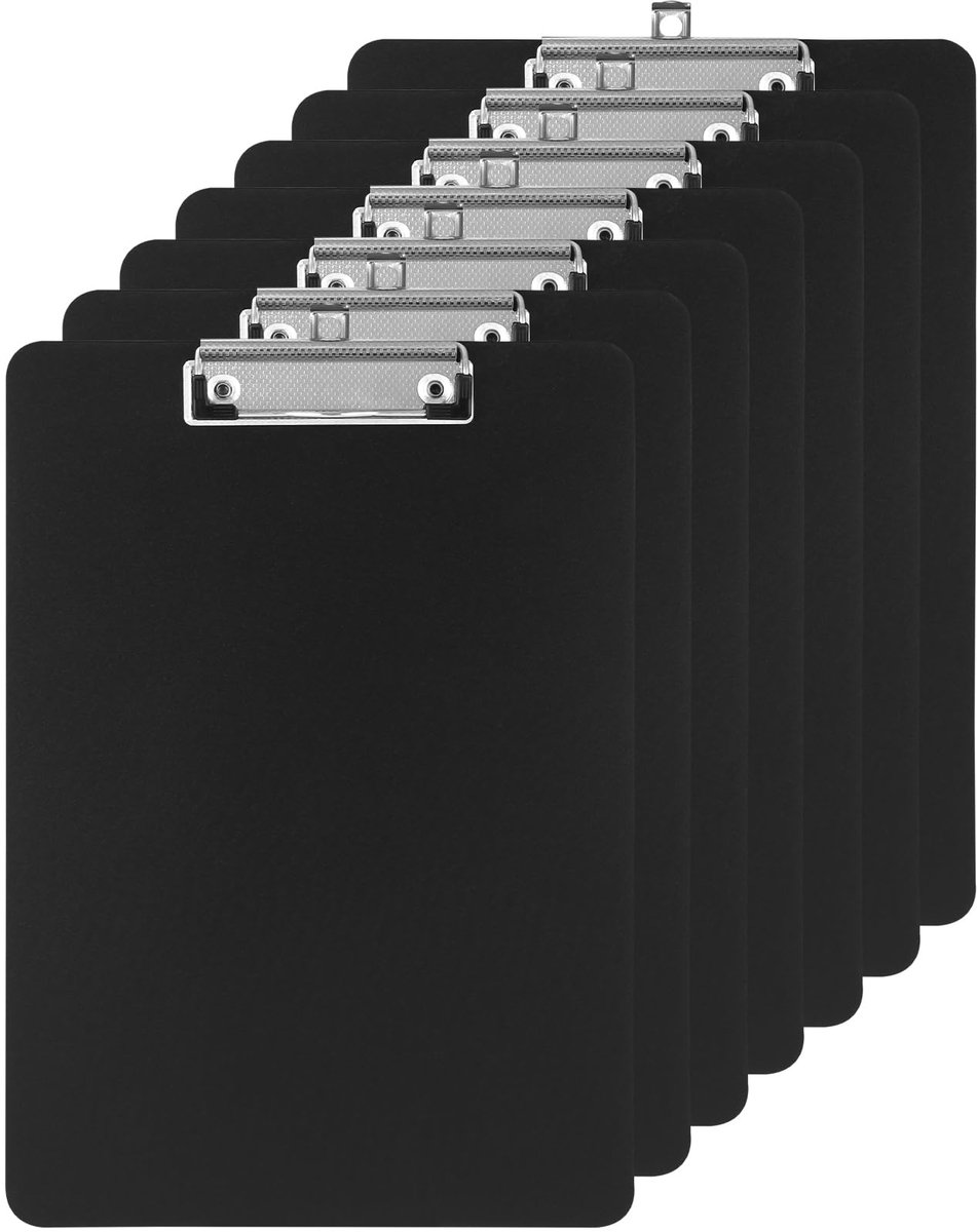 carmdering - Klemmbord - Klembord - A4 Bord - Houdt 80 Vellen - Intrekbare Ophangoog - Kunststof Met Metalen Klem - Afgeronde Hoeken - Lichtgewicht Draagbaar - 7 Stuks