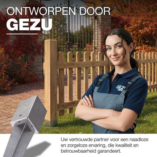 GEZU IMPEX Paalhouder met punt Inslaghuls Thermisch verzinkt Set van 4 71 x 71 x 750 mm inslagbodemhuls paalpunten paalpunthouder