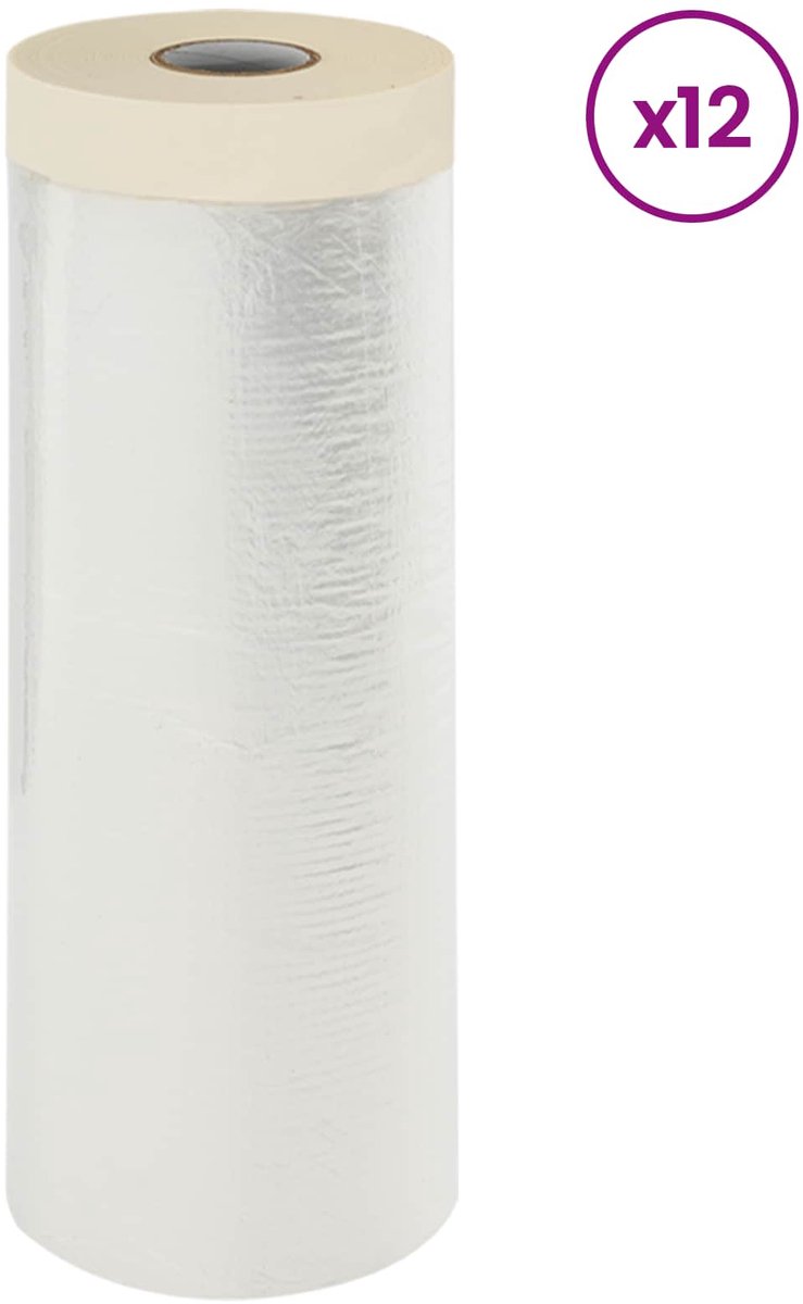 vidaXL - Afplaktape - met - lijm - 12 - st - Doorzichtig - 210 - x - 2000 - cm - HDPE