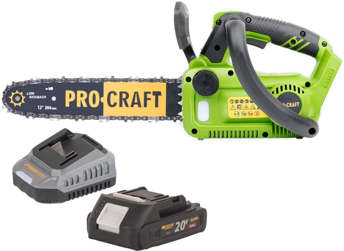 Procraft PKA42Libb accu kettingzaag 20 V 304 mm borstelloos + 1x accu 2,0 Ah + oplader