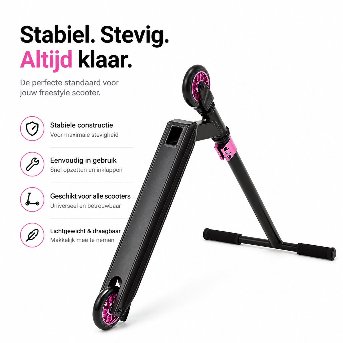 Suotu Stuntstep - Step - Kinderstep - Speelgoed Jongens/Meisjes - Maximale stuurhoogte: 78 cm - Aluminium - buitenspeelgoed - Zwart/Roze — afbeelding 7