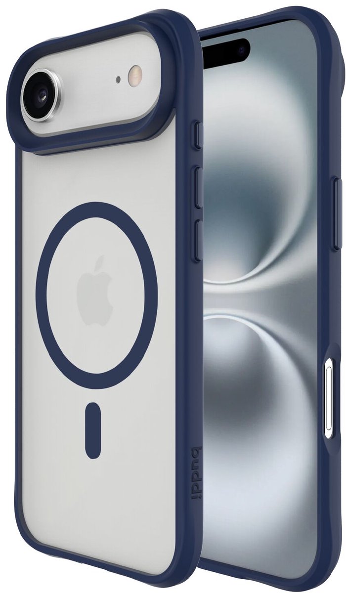 Buddi Hybrid - Hoesje Geschikt voor Apple iPhone Air - Compatibel met MagSafe - Back Cover met Magneet - Magnetische Beschermhoes - Matte Blauw