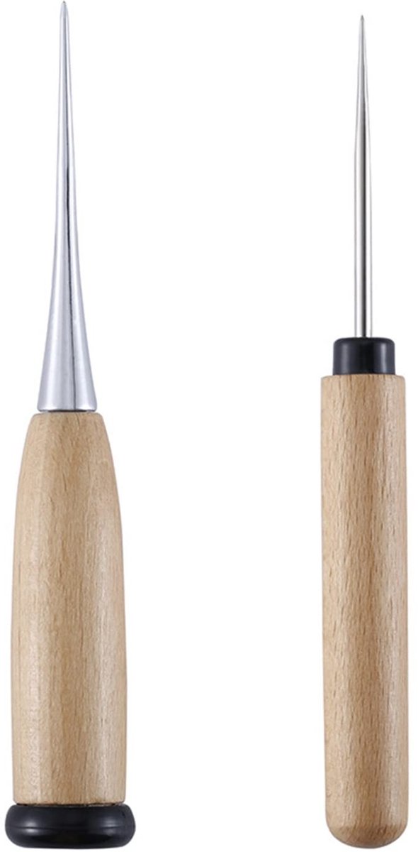Allecto - Houten Handgreep Prikpen - Ideaal voor Leer en Stof - Ergonomisch en Veilig - Voor Handwerk en Reparatie - Handgereedschap voor Creatieve...