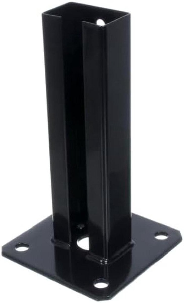 Paaldrager Schroef - Paalhouder Betonanker - Hekwerk Plaatsen - Gepoeedercoat Zwart RAL 9005 - 35 x 55 mm