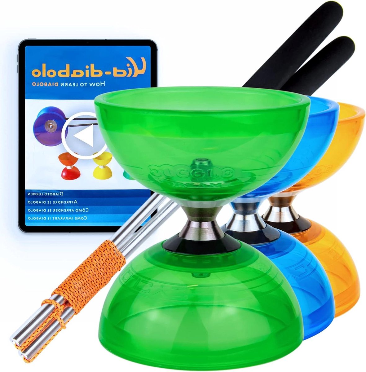 Diabolo Jongleerset - Jongleerspeelgoed - Professioneel Jongleren - Kogellager As - 234 Gram - Groen