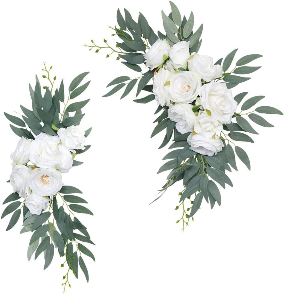 EUBUY Bruiloft boog bloemen swag set van 2, kunstmatige bloem zwag voor bruiloft boog welkom teken bloem decor decoratie, kunstmatige bloemen zwag voor receptie achtergrond bloemstukken
